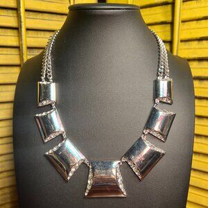 Bold Silvertone Necklace by Jennifer Lopez with Rhinestone Detail